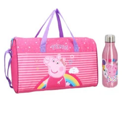 Peppa Pig Wutz 2tlg. Set Kinder Sporttasche Tasche Plus Trinkflasche 600 Ml