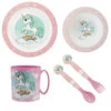 Stor Kleines Einhorn Unicorn Kinder Geschirr-Set 5 Tlg Becher Teller Schüssel Besteck