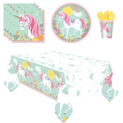 Bekleidung Peripherie 33 AMSCAN Einhorn Unicorn Geburtstag Deko Set 33 Tlg. Geschirr Kinder Partyset
