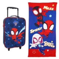 Marvel Spiderman Spidey Kinder 2tlg Set Trolley Kinderkoffer Koffer Strandtuch 70x140