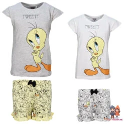 Looney Tunes Tweety Mädchen Schlafanzug Pyjama Shirt Shorts