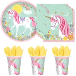 Bekleidung Peripherie 35 AMSCAN Einhorn Unicorn Kinder Geburtstag Deko Set 32 Tlg. Geschirr Partyset