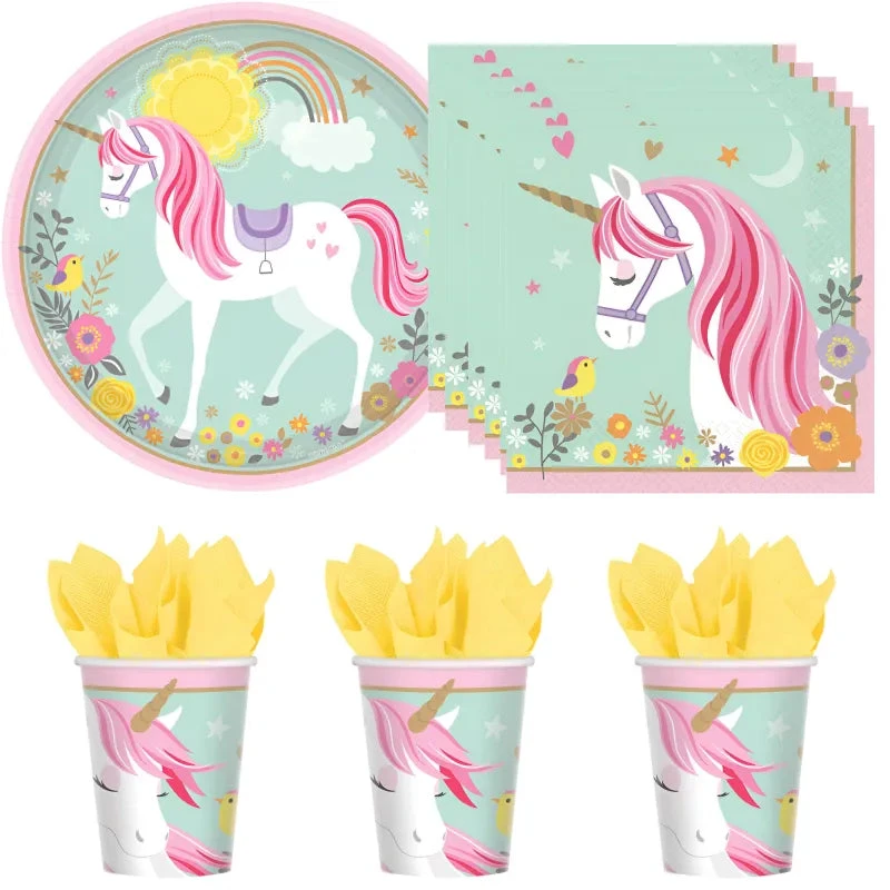 AMSCAN Einhorn Unicorn Kinder Geburtstag Deko Set 32 Tlg. Geschirr Partyset 3 AMSCAN Einhorn Unicorn Kinder Geburtstag Deko Set 32 Tlg. Geschirr Partyset