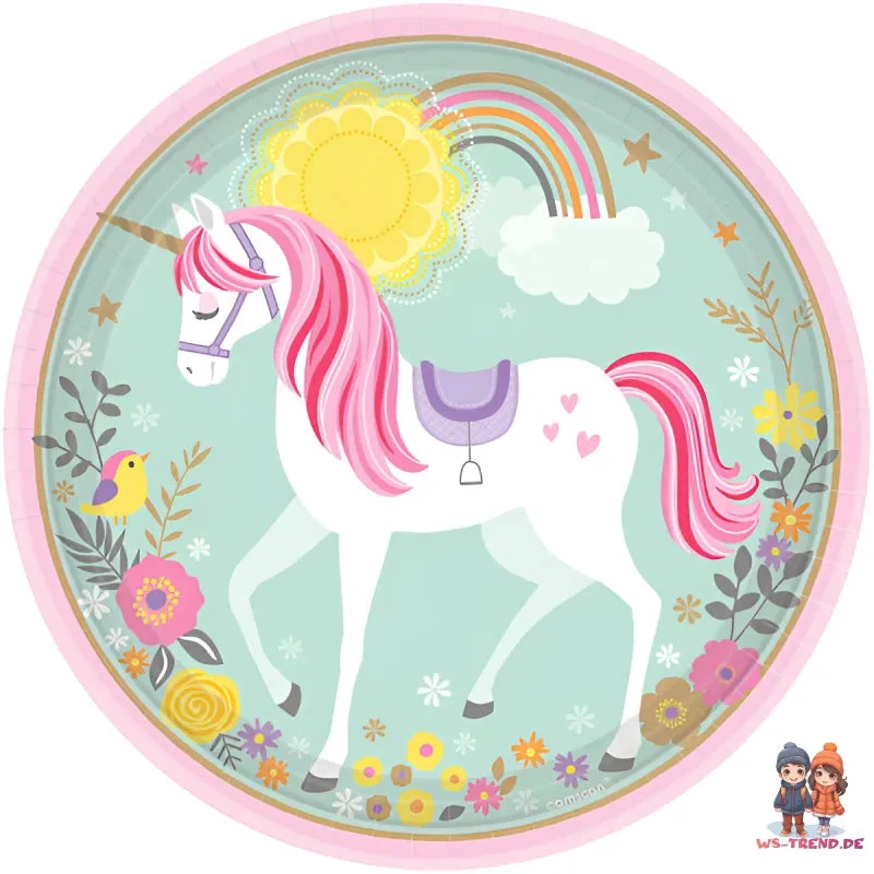AMSCAN Einhorn Unicorn Kinder Geburtstag Deko Set 32 Tlg. Geschirr Partyset 5 AMSCAN Einhorn Unicorn Kinder Geburtstag Deko Set 32 Tlg. Geschirr Partyset – Bild 3