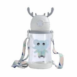 Elefant 3D Deckel Kinder Wasserflasche Trinkflasche Flasche Gurt Halm 600 Ml