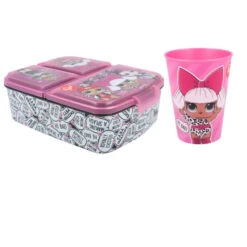 LOL Surprise 2 Teiliges Lunch Set - Brotdose 3 Kammern Trinkbecher