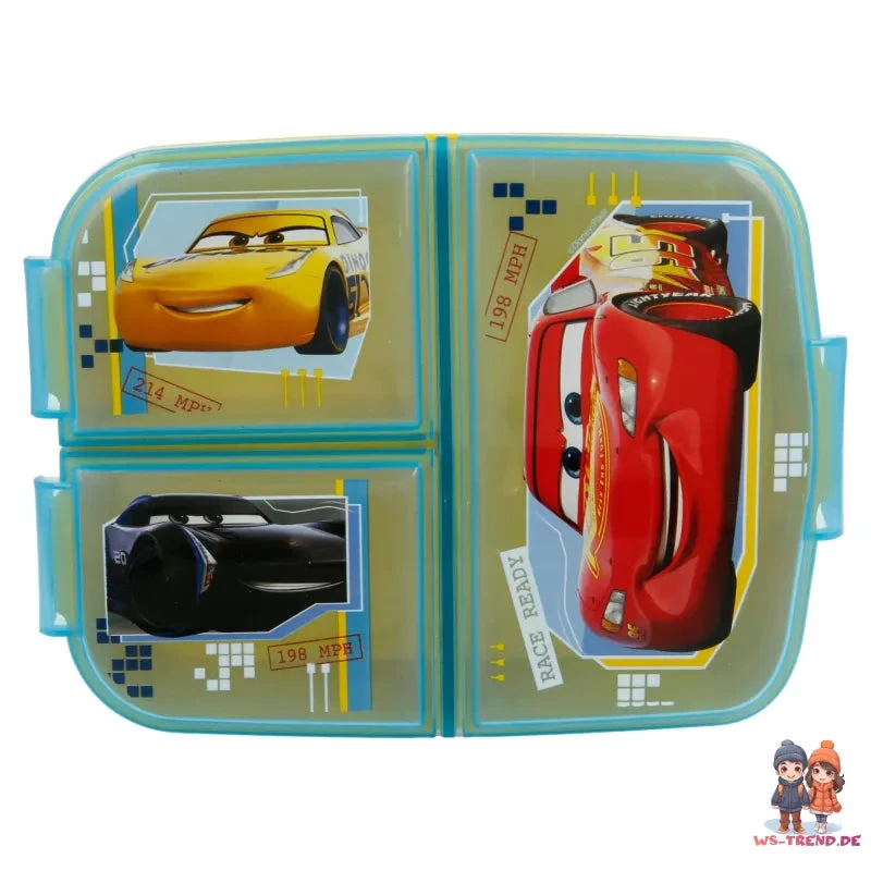 Disney Cars Lightning McQueen 2 Tlg. Lunch Set 3Kammer Brotdose Alu-Trinkflasche 5 Disney Cars Lightning McQueen 2 Tlg. Lunch Set 3Kammer Brotdose Alu-Trinkflasche – Bild 3