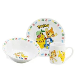 Stor Pokemon Pikachu Kinder 3 Teiliges Geschirr Set Keramik Teller Schüssel Tasse