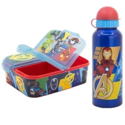 Stor Marvel Avengers Kinder Set 2 Tlg 3 Kammern Brotdose Alu-Trinkflasche 530 Ml