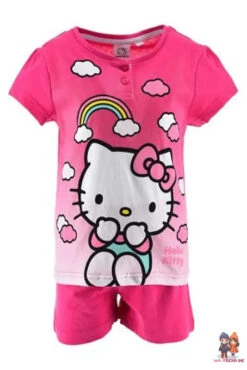 Hello Kitty Kinder Mädchen Schlafanzug Pyjama Shirt Shorts