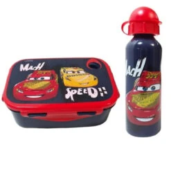 Disney Cars Lightning McQueen 2 Tlg Lunch Set Brotdose Trinkflasche Alu 530 Ml