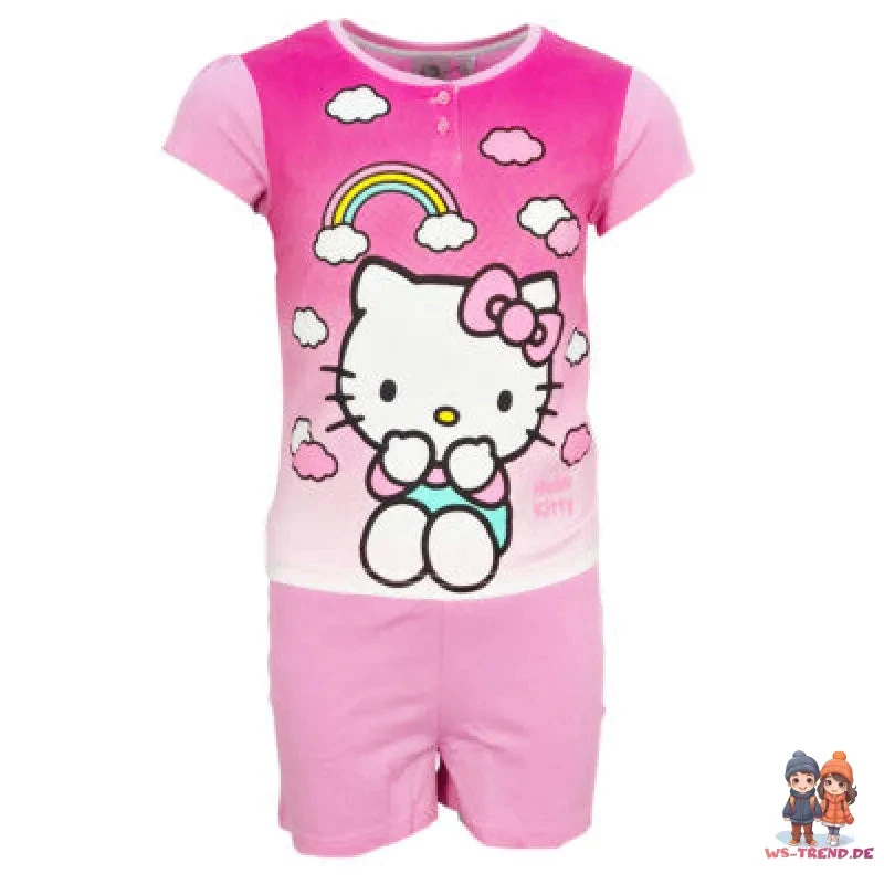 Hello Kitty Kinder Mädchen Schlafanzug Pyjama Shirt Shorts 4 Hello Kitty Kinder Mädchen Schlafanzug Pyjama Shirt Shorts – Bild 2