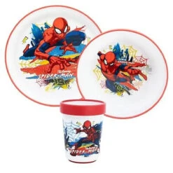 Stor Marvel Spiderman Kinder Antirutsch Geschirr-Set 3 Teilig Becher Teller Schüssel