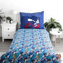 Sonic The Hedgehog Kinder Bettwäsche 2tlg. Set 135-140x200 65x65 Cm -Bekleidung Peripherie 2025 sonic lets go 3