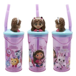 Stor Gabbys Dollhouse 3D Kinder Mädchen Trinkbecher Becher Mit Halm 360 Ml