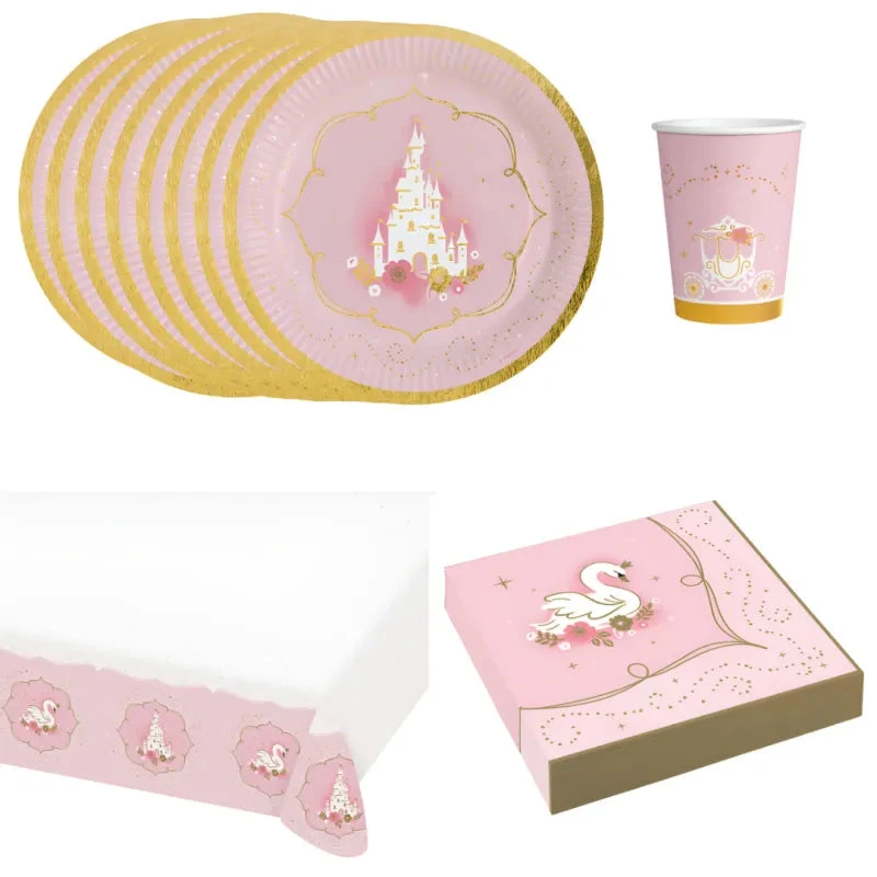 AMSCAN Schwan Schloß Geburtstag Deko Set 33 Tlg. Geschirr Kinder Partyset Tischdecke 3 AMSCAN Schwan Schloß Geburtstag Deko Set 33 Tlg. Geschirr Kinder Partyset Tischdecke