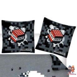 Minecraft Gamer Creeper Kinder Bettwäsche 2tlg. Set 135-140x200 65x65 -Bekleidung Peripherie 2USP00001361b