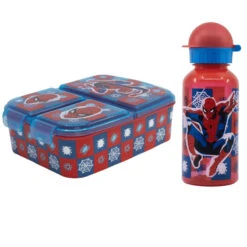 Marvel Spiderman 2 Teiliges Kinder Set 3 Kammern Brotdose Trinkflasche