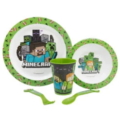 Minecraft Alex Creeper Steve Kinder Geschirr-Set 5 Teilig Becher Teller Schüssel
