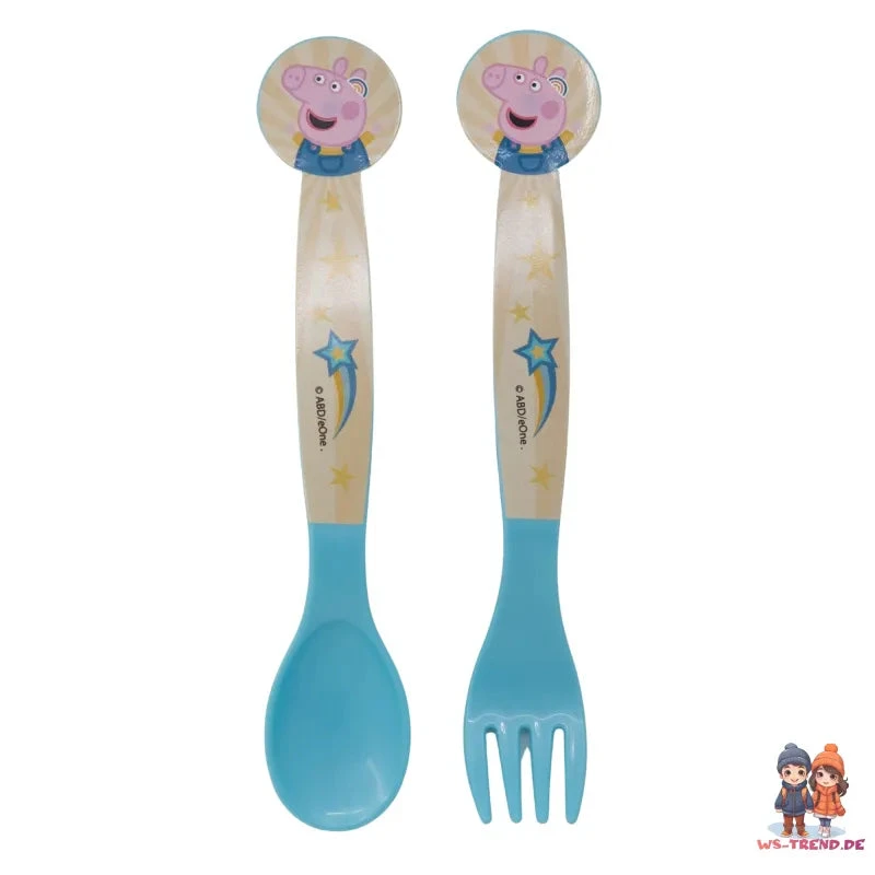 Peppa Wutz Pig 4 Teiliges Kinder Set 3 Kammern Brotdose Alu-Trinkflasche Besteck 7 Peppa Wutz Pig 4 Teiliges Kinder Set 3 Kammern Brotdose Alu-Trinkflasche Besteck – Bild 5