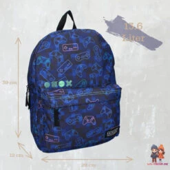Gamer Zocker Jungen Rucksack Schultasche Backpack 39 X 29 X12 Cm 27 Gamer Zocker Jungen Rucksack Schultasche Backpack 39 X 29 X12 Cm -Bekleidung Peripherie 421 00311 blue 421 00311 size