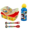 Disney Mickey Maus 4 Teiliges Lunch Set Brotdose Alu-Trinkflasche - Löffel Gabel -Bekleidung Peripherie 44220 00