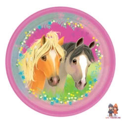 AMSCAN Pferde Mädchen Geburtstag Deko Set 37 Tlg. Geschirr Kinder Partyset Tischdecke -Bekleidung Peripherie 4655100 9911586 66 2 3 600