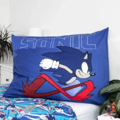 Sonic The Hedgehog Kinder Bettwäsche 2tlg. Set 135-140x200 65x65 Cm -Bekleidung Peripherie 4768
