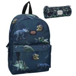 Dinosaurier Kinder Rucksack Mit Federmäppchen Tasche Gr. 38x25x11 Cm