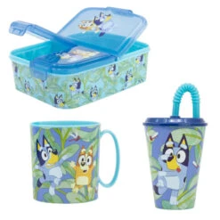 Stor Disney Bluey Bingo Kinder 3 Teiliges Set Brotdose Mit 3 Kammern Becher