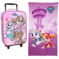 Paw Patrol Skye Kinder 2tlg Set Trolley Kinderkoffer Plus Strandtuch 70x140 Cm
