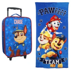 Paw Patrol Chase Kinder 2tlg Set Trolley Kinderkoffer Plus Strandtuch 70x140 Cm