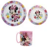 Disney Minnie Mouse Kinder Geschirr-Set 3 Teilig Becher (350ml) Teller Schüssel -Bekleidung Peripherie 74404 0