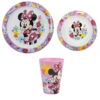 Disney Minnie Mouse Kinder Geschirr-Set 3 Teilig Becher (430ml) Teller Schüssel -Bekleidung Peripherie 74406 0