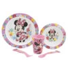 Disney Minnie Mouse Kinder Geschirr-Set 5 Teilig Becher Teller Schüssel Besteck -Bekleidung Peripherie 74450 A