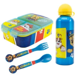 Paw Patrol Chase Marshall 4 Tlg Kinder Set Brotdose Alu-Trinkflasche Besteck