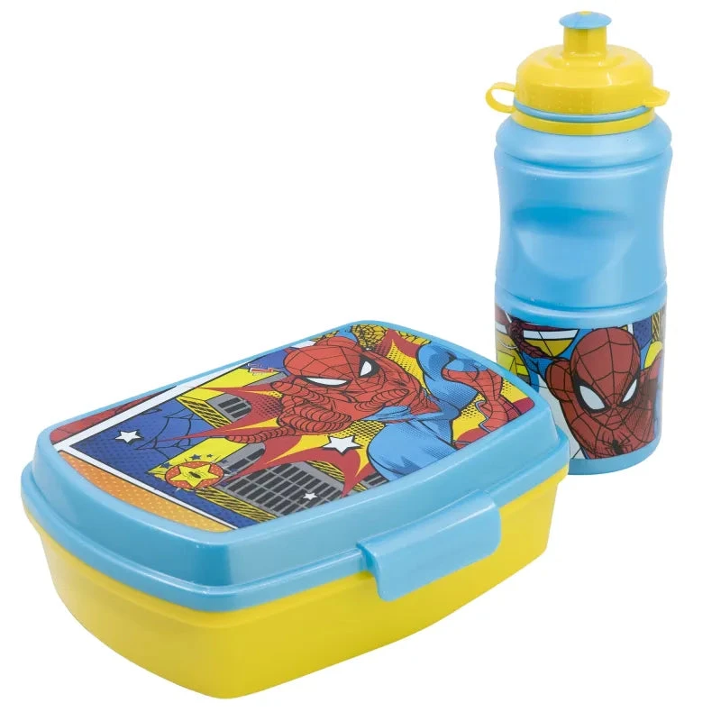 Marvel Spiderman 2 Teiliges Kinder Jungen Lunch Set - Brotdose - Trinkflasche 3 Marvel Spiderman 2 Teiliges Kinder Jungen Lunch Set - Brotdose - Trinkflasche