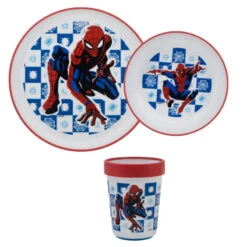 Marvel Spiderman Kinder Geschirr-Set 3 Teilig Becher Teller Schüssel