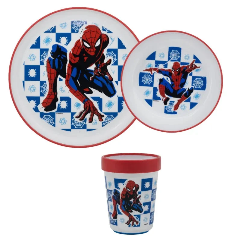 Marvel Spiderman Kinder Geschirr-Set 3 Teilig Becher Teller Schüssel 3 Marvel Spiderman Kinder Geschirr-Set 3 Teilig Becher Teller Schüssel