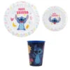 Disney Stitch Kinder Geschirr-Set 3 Teilig Becher Teller Schüssel -Bekleidung Peripherie 75007 00