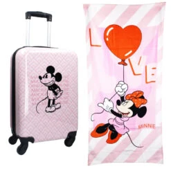 Disney Mickey Und Minnie Maus 2 Tlg. Set Koffer Reisekoffer Plus Strandtuch