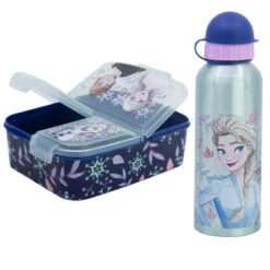 Disney Die Eiskönigin Anna Elsa 2 Tlg Kinder Lunch Set Brotdose Alu-Trinkflasche 530ml