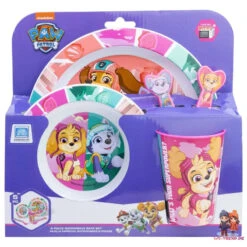Paw Patrol Skye Kinder Geschirr-Set 5 Teilig Becher Teller Schüssel Besteck -Bekleidung Peripherie 81850 B