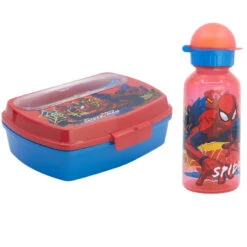 Marvel Spiderman 4 Teiliges Kinder Set Brotdose Trinkflasche370 Ml Besteck