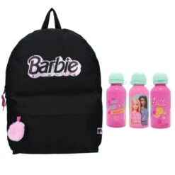 Barbie Mädchen Rucksack Schultasche Plus Alu Trinkflasche Gr.39x29x12 Cm