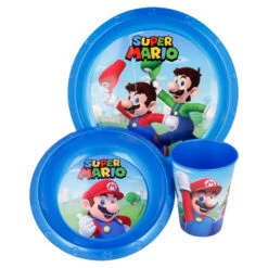 Super Mario Kinder Geschirr-Set 3 Teilig Becher Teller Schüssel