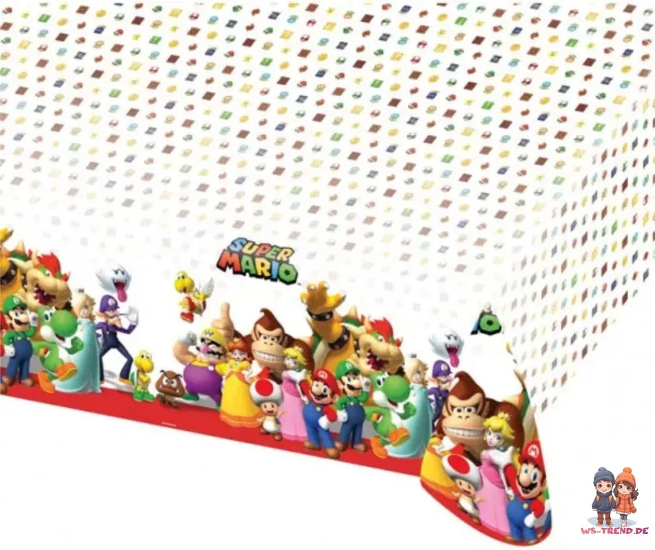 Super Mario XL Geburtstag Deko Set 60tlg.Geschirr Kinder Partyset Tischdecke 5 Super Mario XL Geburtstag Deko Set 60tlg.Geschirr Kinder Partyset Tischdecke – Bild 3