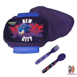 Stor Sonic The Hedgehog 4 Teiliges Lunch Set Brotdose Besteck Alu-Trinkflasche -Bekleidung Peripherie GIM57252276