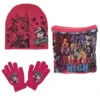 Monster High Girls 3tlg Set Kinder Mütze Wintermütze Handschuhe Loop -Bekleidung Peripherie HO4421 RD 01