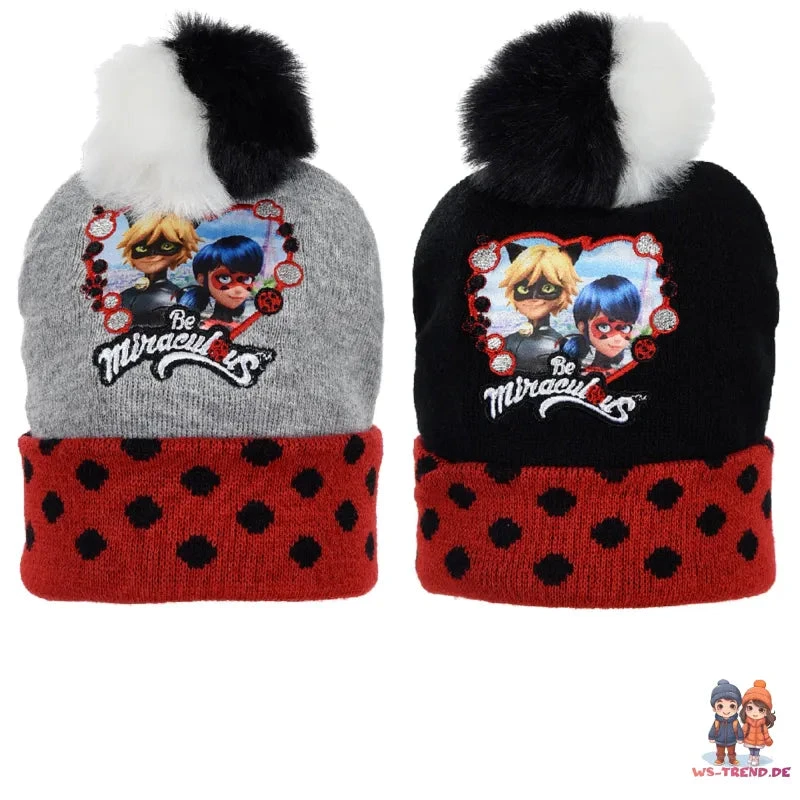 Miraculous Ladybug Cat Noir Kinder Herbst Wintermütze Bommelmütze 3 Miraculous Ladybug Cat Noir Kinder Herbst Wintermütze Bommelmütze